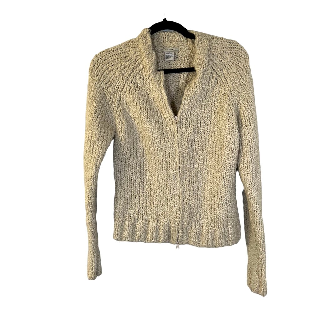 Maurices Cream Ivory Wool Blend Full Zip Cardigan Women's Size Small